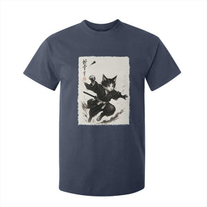 Samurai Cat T Shirt For Kid Japanese Sumie Cat Warrior Art TS12 Navy Print Your Wear