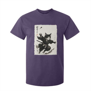 Samurai Cat T Shirt For Kid Japanese Sumie Cat Warrior Art TS12 Purple Print Your Wear