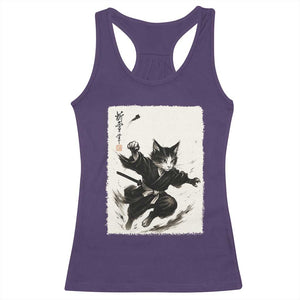 Samurai Cat Racerback Tank Top Japanese Sumie Cat Warrior Art TS12 Purple Print Your Wear