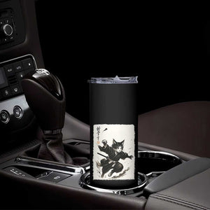 Samurai Cat Skinny Tumbler Japanese Sumie Cat Warrior Art TS12 Print Your Wear