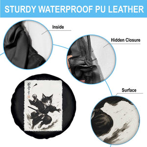 Samurai Cat Spare Tire Cover Japanese Sumie Cat Warrior Art TS12 Print Your Wear