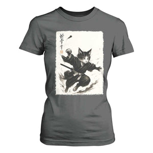Samurai Cat T Shirt For Women Japanese Sumie Cat Warrior Art TS12 Dark Heather Print Your Wear