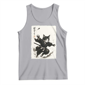 Samurai Cat Tank Top Japanese Sumie Cat Warrior Art TS12 Athletic Heather Print Your Wear