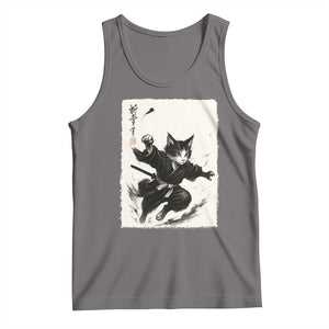 Samurai Cat Tank Top Japanese Sumie Cat Warrior Art TS12 Deep Heather Print Your Wear