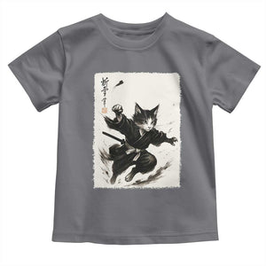 Samurai Cat Toddler T Shirt Japanese Sumie Cat Warrior Art TS12 Charcoal Print Your Wear