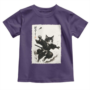 Samurai Cat Toddler T Shirt Japanese Sumie Cat Warrior Art TS12 Purple Print Your Wear