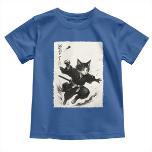Samurai Cat Toddler T Shirt Japanese Sumie Cat Warrior Art TS12 Royal Blue Print Your Wear