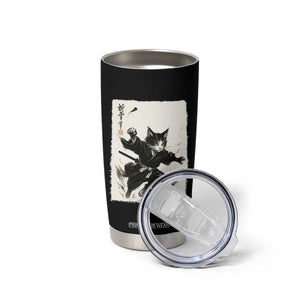 Samurai Cat Tumbler Cup Japanese Sumie Cat Warrior Art TS12 Print Your Wear