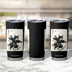 Samurai Cat Tumbler Cup Japanese Sumie Cat Warrior Art TS12 Print Your Wear