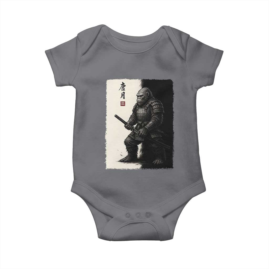Samurai Bigfoot Baby Onesie Japanese Vintage Graphic Sumie Warrior Art TS12 Charcoal Print Your Wear