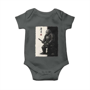 Samurai Bigfoot Baby Onesie Japanese Vintage Graphic Sumie Warrior Art TS12 Dark Heather Print Your Wear