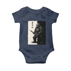 Samurai Bigfoot Baby Onesie Japanese Vintage Graphic Sumie Warrior Art TS12 Navy Print Your Wear