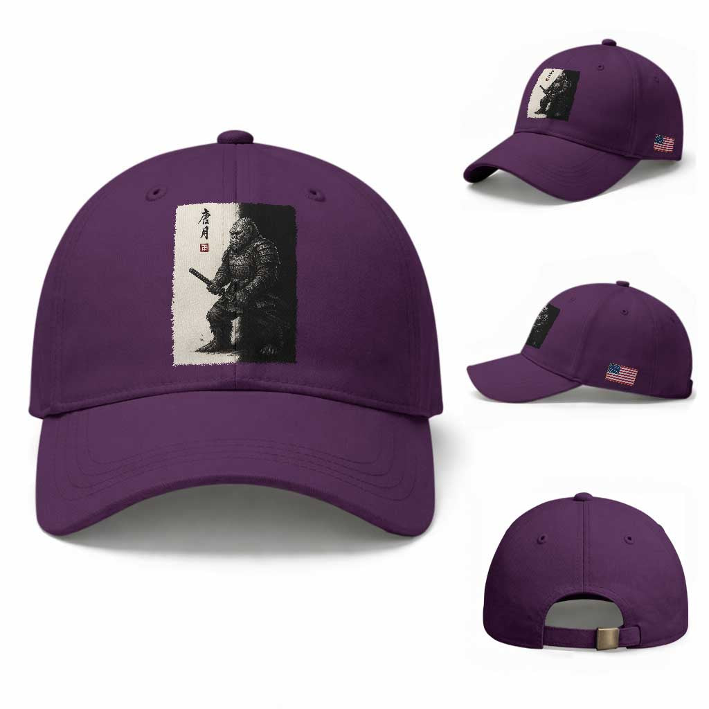 Samurai Bigfoot Baseball Cap Japanese Vintage Graphic Sumie Warrior Art TS12 Baseball Cap Universal Fit Purple Print Your Wear