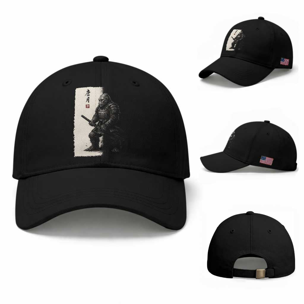 Samurai Bigfoot Baseball Cap Japanese Vintage Graphic Sumie Warrior Art TS12 Baseball Cap Universal Fit Black Print Your Wear