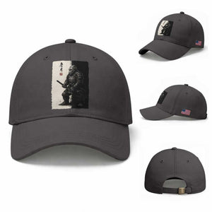 Samurai Bigfoot Baseball Cap Japanese Vintage Graphic Sumie Warrior Art TS12 Baseball Cap Universal Fit Dark Gray Print Your Wear