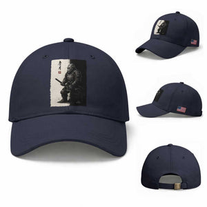 Samurai Bigfoot Baseball Cap Japanese Vintage Graphic Sumie Warrior Art TS12 Baseball Cap Universal Fit Navy Print Your Wear