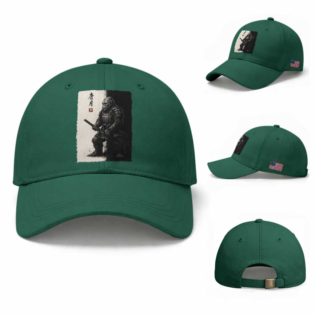 Samurai Bigfoot Baseball Cap Japanese Vintage Graphic Sumie Warrior Art TS12 Baseball Cap Universal Fit Irish Green Print Your Wear