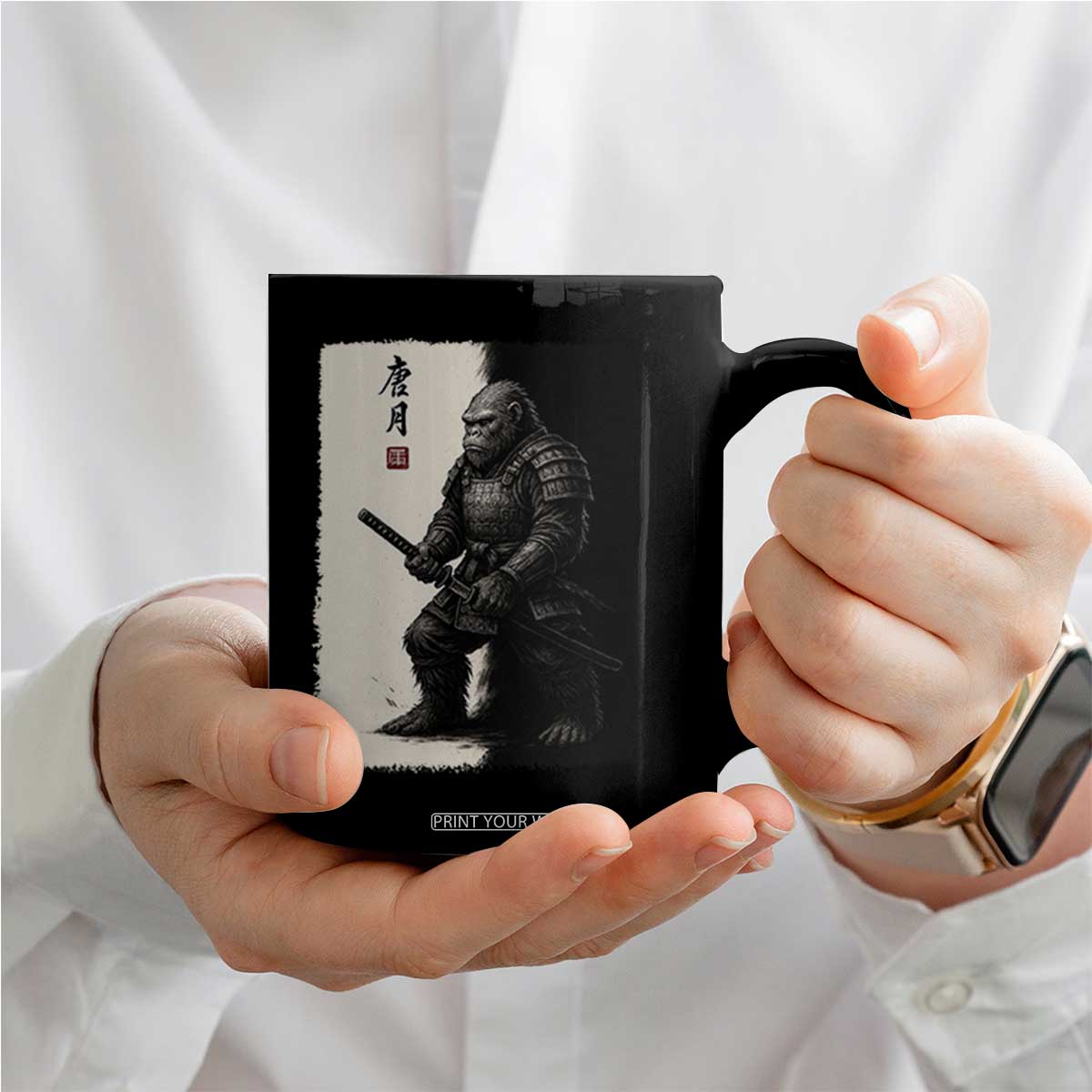 Samurai Bigfoot Coffee Mug Japanese Vintage Graphic Sumie Warrior Art TS12 Print Your Wear