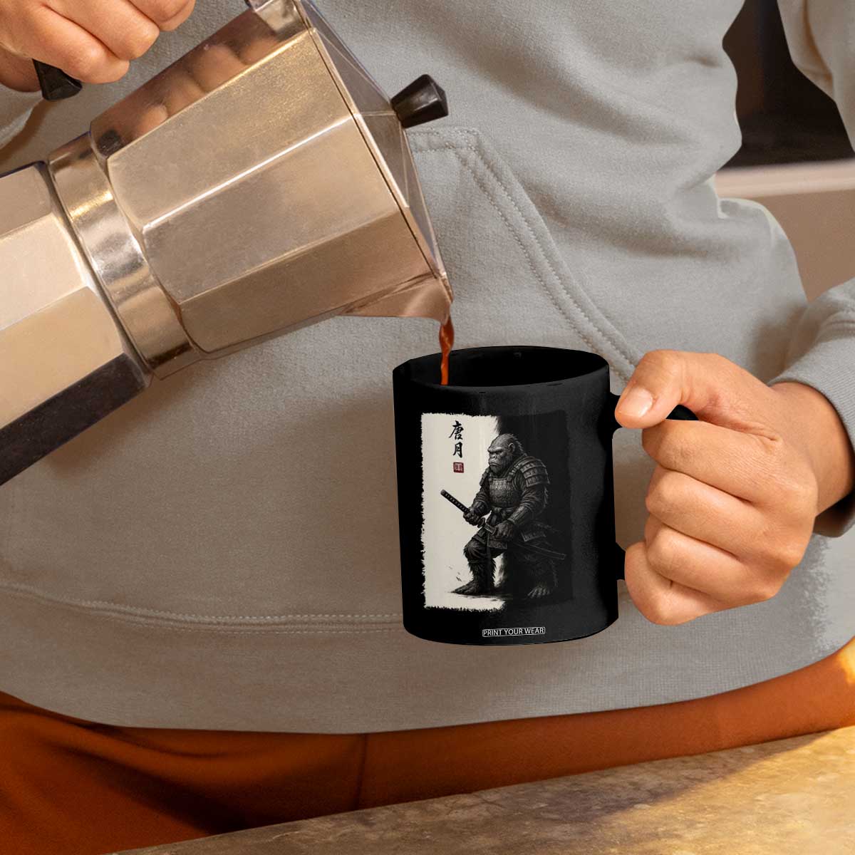 Samurai Bigfoot Coffee Mug Japanese Vintage Graphic Sumie Warrior Art TS12 Print Your Wear