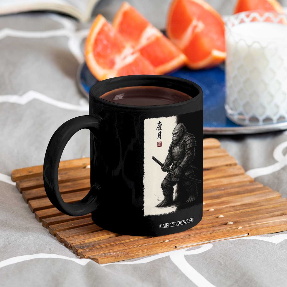 Samurai Bigfoot Coffee Mug Japanese Vintage Graphic Sumie Warrior Art TS12 Print Your Wear