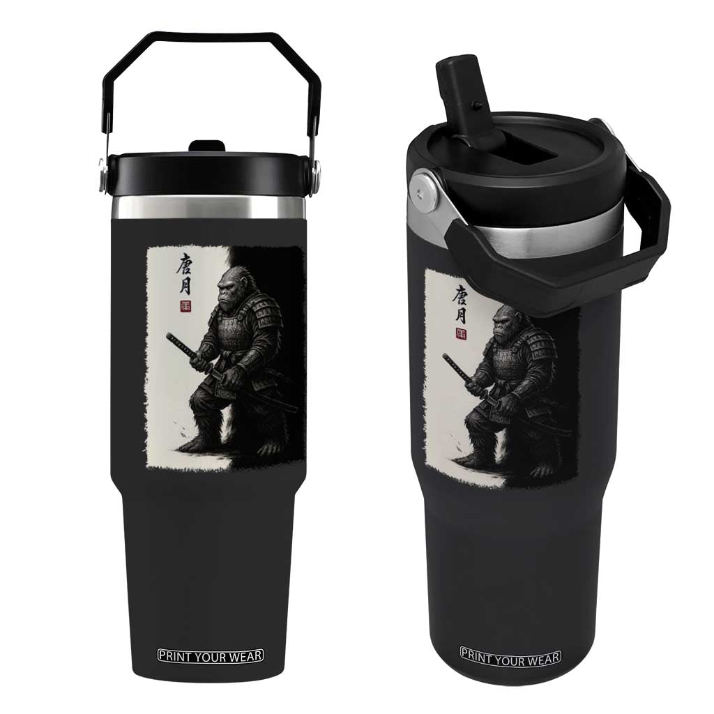 Samurai Bigfoot Flip Straw Tumbler Japanese Vintage Graphic Sumie Warrior Art TS12 One Size: 30 oz Black Print Your Wear