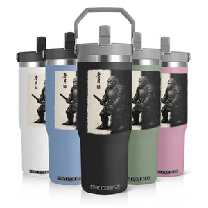 Samurai Bigfoot Flip Straw Tumbler Japanese Vintage Graphic Sumie Warrior Art TS12 Print Your Wear
