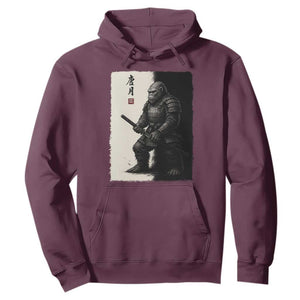 Samurai Bigfoot Hoodie Japanese Vintage Graphic Sumie Warrior Art TS12 Maroon Print Your Wear