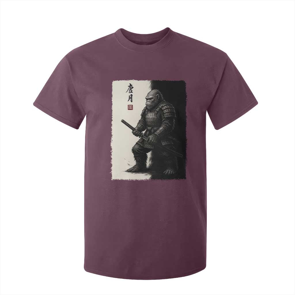 Samurai Bigfoot T Shirt For Kid Japanese Vintage Graphic Sumie Warrior Art TS12 Maroon Print Your Wear