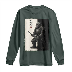 Samurai Bigfoot Long Sleeve Shirt Japanese Vintage Graphic Sumie Warrior Art TS12 Dark Forest Green Print Your Wear