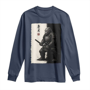 Samurai Bigfoot Long Sleeve Shirt Japanese Vintage Graphic Sumie Warrior Art TS12 Navy Print Your Wear