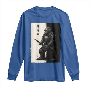Samurai Bigfoot Long Sleeve Shirt Japanese Vintage Graphic Sumie Warrior Art TS12 Royal Blue Print Your Wear