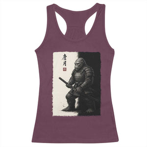 Samurai Bigfoot Racerback Tank Top Japanese Vintage Graphic Sumie Warrior Art TS12 Maroon Print Your Wear