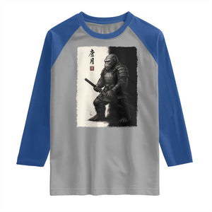 Samurai Bigfoot Raglan Shirt Japanese Vintage Graphic Sumie Warrior Art TS12 Sport Gray Royal Print Your Wear