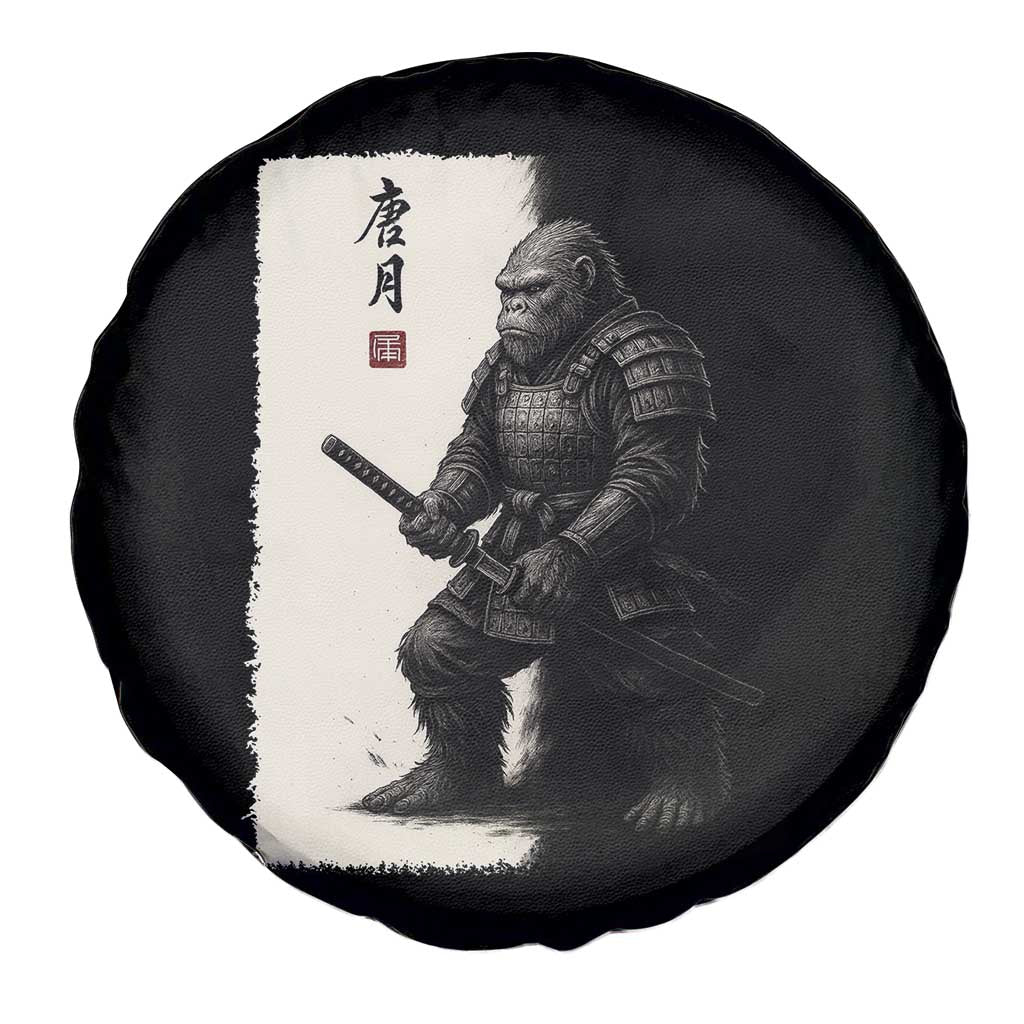Samurai Bigfoot Spare Tire Cover Japanese Vintage Graphic Sumie Warrior Art TS12 Print Your Wear