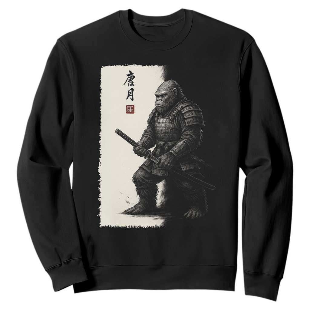 Samurai Bigfoot Sweatshirt Japanese Vintage Graphic Sumie Warrior Art TS12 Black Print Your Wear