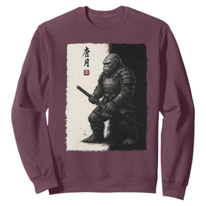 Samurai Bigfoot Sweatshirt Japanese Vintage Graphic Sumie Warrior Art TS12 Maroon Print Your Wear