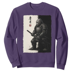 Samurai Bigfoot Sweatshirt Japanese Vintage Graphic Sumie Warrior Art TS12 Purple Print Your Wear