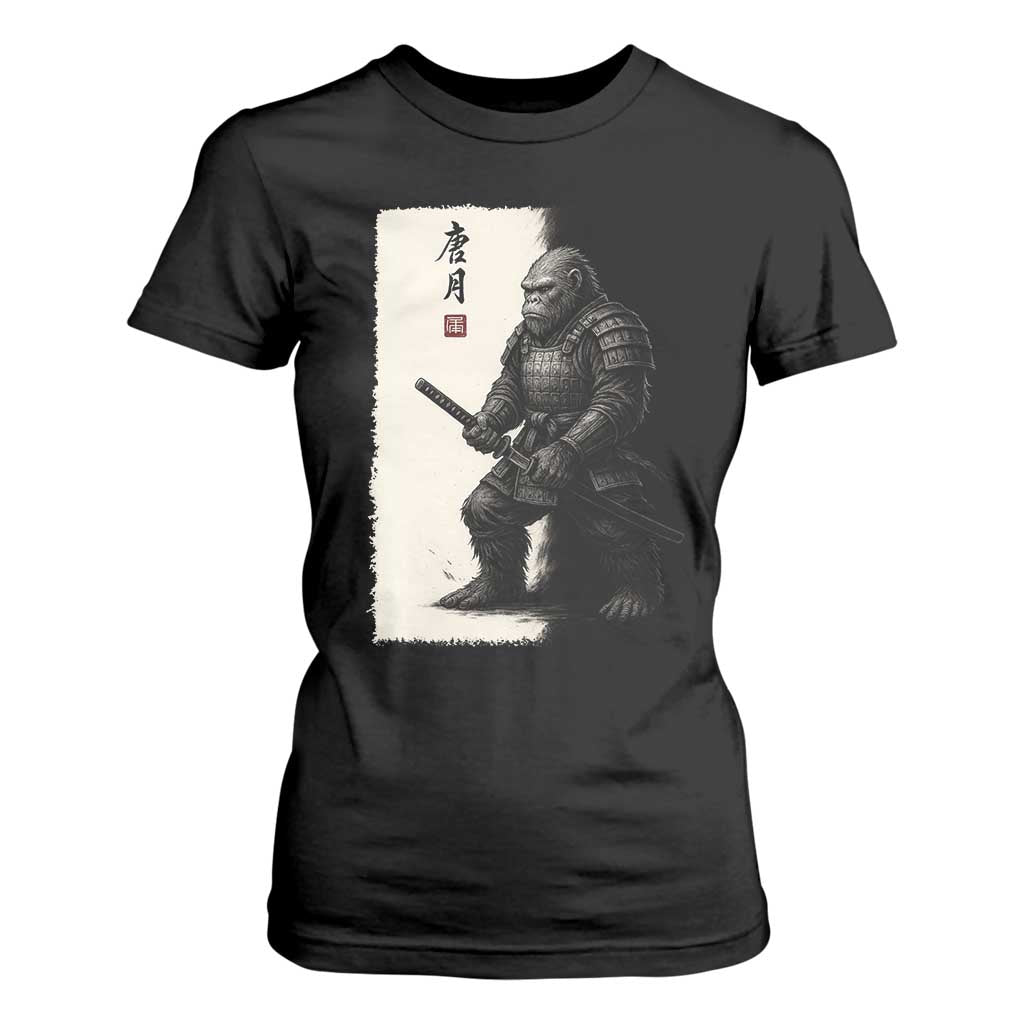 Samurai Bigfoot T Shirt For Women Japanese Vintage Graphic Sumie Warrior Art TS12 Black Print Your Wear
