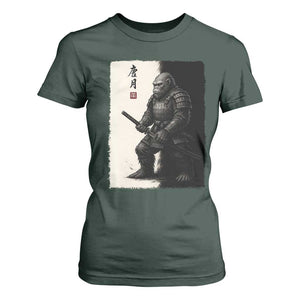 Samurai Bigfoot T Shirt For Women Japanese Vintage Graphic Sumie Warrior Art TS12 Dark Forest Green Print Your Wear