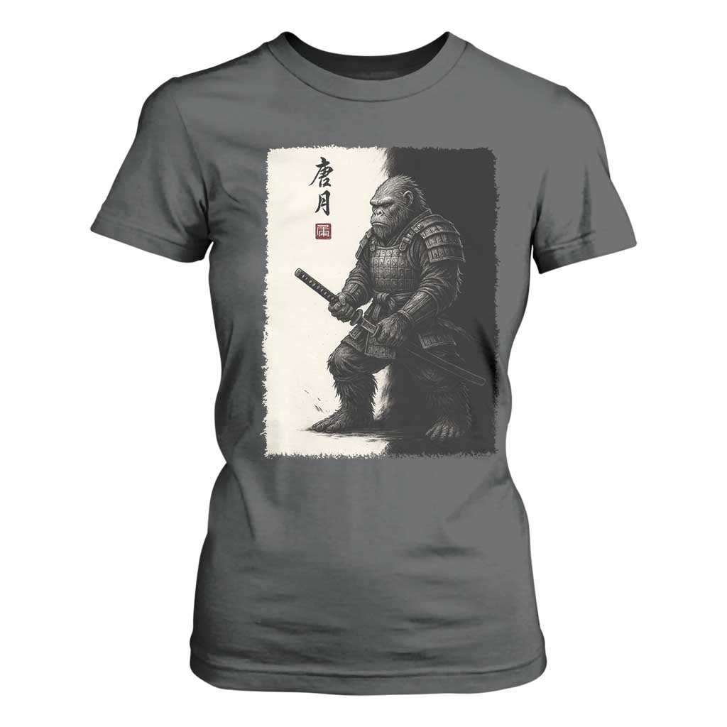 Samurai Bigfoot T Shirt For Women Japanese Vintage Graphic Sumie Warrior Art TS12 Dark Heather Print Your Wear