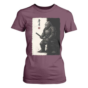 Samurai Bigfoot T Shirt For Women Japanese Vintage Graphic Sumie Warrior Art TS12 Maroon Print Your Wear