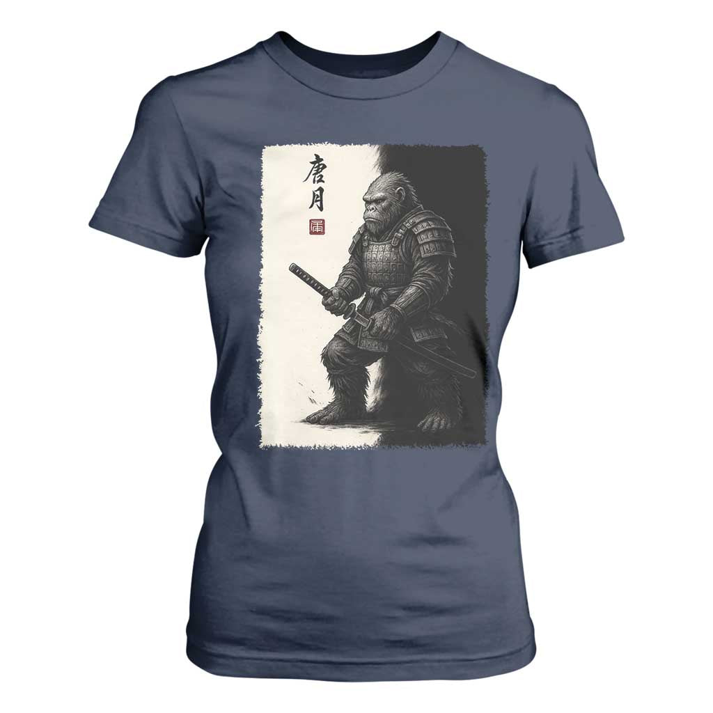 Samurai Bigfoot T Shirt For Women Japanese Vintage Graphic Sumie Warrior Art TS12 Navy Print Your Wear