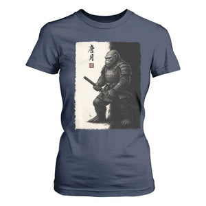 Samurai Bigfoot T Shirt For Women Japanese Vintage Graphic Sumie Warrior Art TS12 Navy Print Your Wear