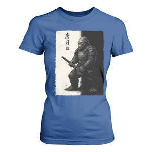 Samurai Bigfoot T Shirt For Women Japanese Vintage Graphic Sumie Warrior Art TS12 Royal Blue Print Your Wear