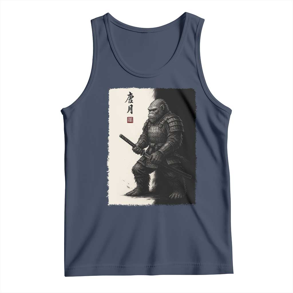Samurai Bigfoot Tank Top Japanese Vintage Graphic Sumie Warrior Art TS12 Navy Print Your Wear