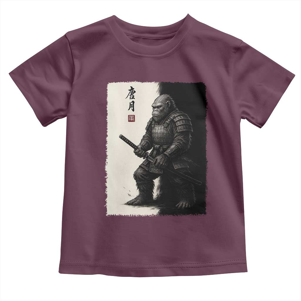 Samurai Bigfoot Toddler T Shirt Japanese Vintage Graphic Sumie Warrior Art TS12 Maroon Print Your Wear