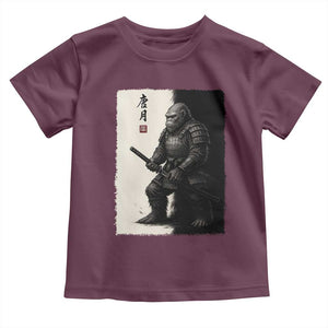 Samurai Bigfoot Toddler T Shirt Japanese Vintage Graphic Sumie Warrior Art TS12 Maroon Print Your Wear