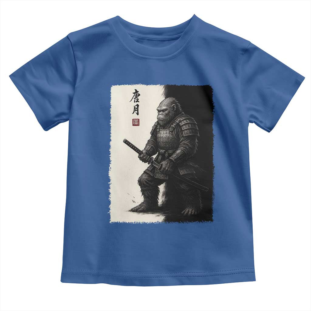 Samurai Bigfoot Toddler T Shirt Japanese Vintage Graphic Sumie Warrior Art TS12 Royal Blue Print Your Wear