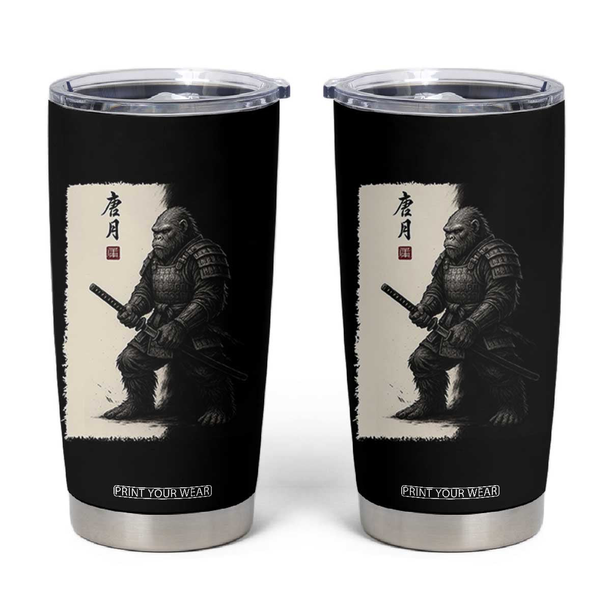 Samurai Bigfoot Tumbler Cup Japanese Vintage Graphic Sumie Warrior Art TS12 Black Print Your Wear
