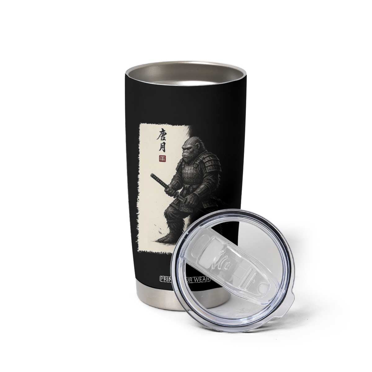 Samurai Bigfoot Tumbler Cup Japanese Vintage Graphic Sumie Warrior Art TS12 Print Your Wear